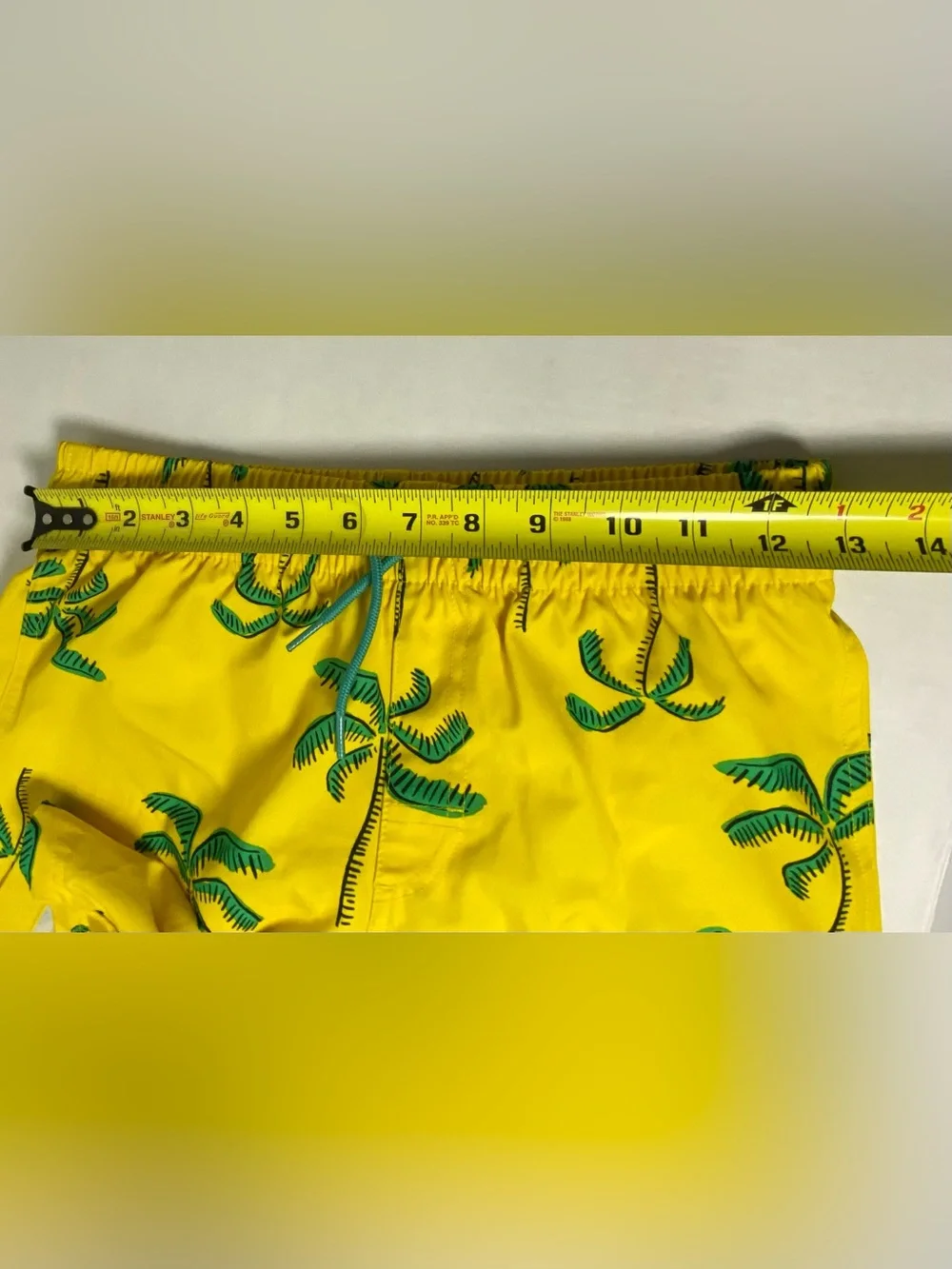 Old Navy Boys Swim Trunks XL 14-16 Yellow Palm Tree Lined Shorts